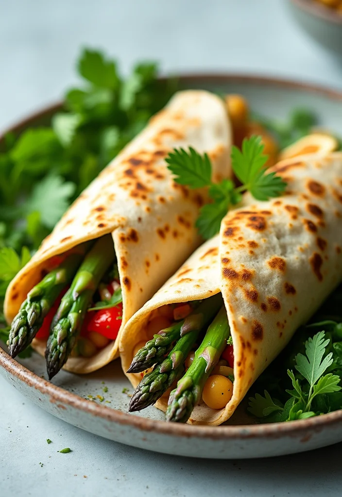 10 Vegan Asparagus Recipes for Light Flavorful Meals 56 10 Vegan Asparagus Recipes for Light Flavorful Meals - 6. Asparagus and Chickpea Wraps