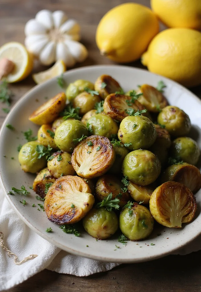 10 Vegan Brussels Sprout Recipes for Fresh Sides 1 10 Vegan Brussels Sprout Recipes for Fresh Sides - 1. Lemon Garlic Roasted Brussels Sprouts