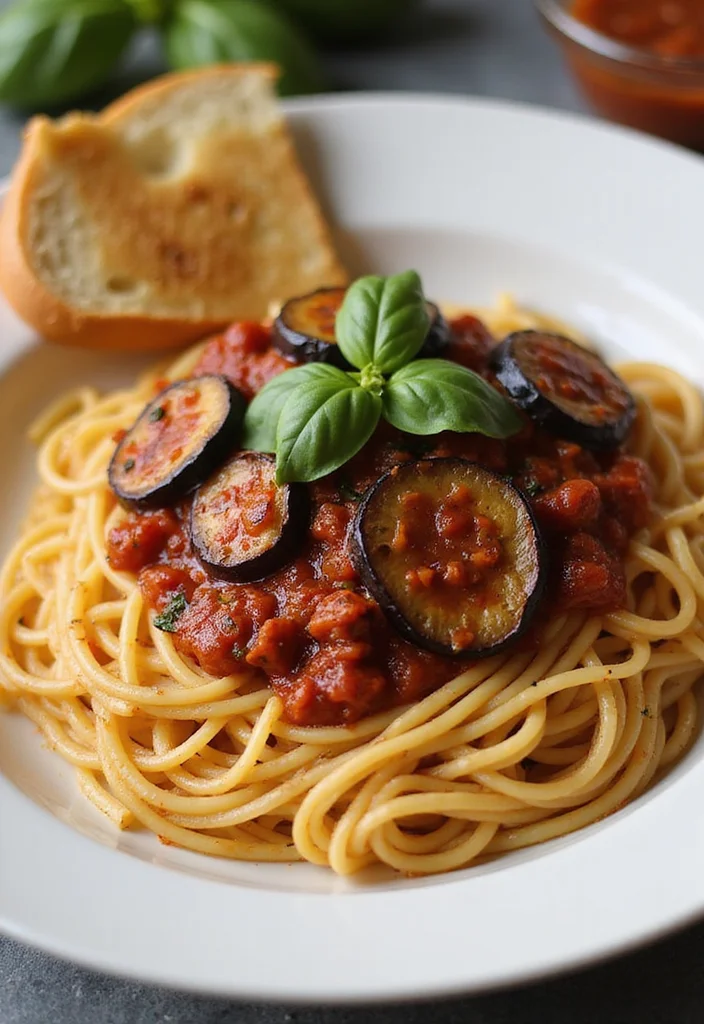 12 Healthy Eggplant Recipes for Simple Meals 111 12 Healthy Eggplant Recipes for Simple Meals - 11. Spaghetti with Eggplant Sauce