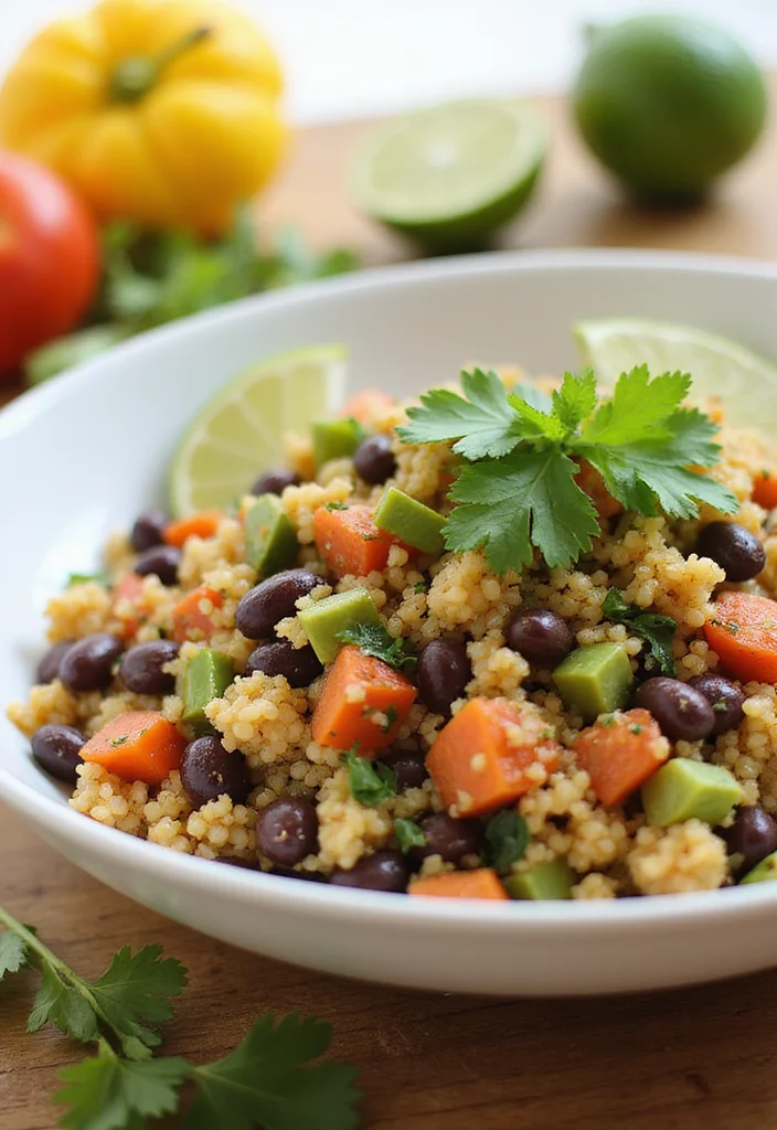 12 Whole Food Vegan Recipes for Clean Eating - 1. Zesty Quinoa & Black Bean Salad