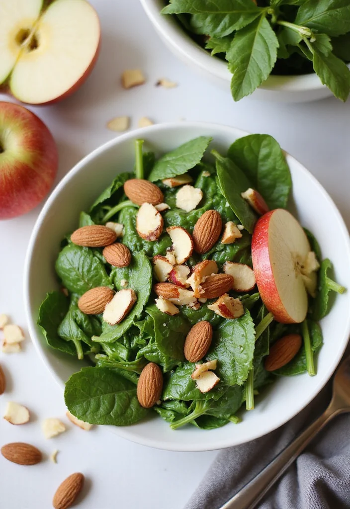 12 Whole Food Vegan Recipes for Clean Eating - 12. Spinach and Almond Salad