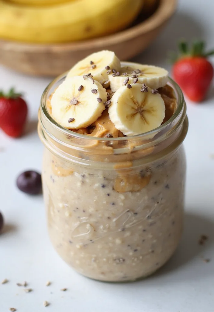 12 Whole Food Vegan Recipes for Clean Eating - 8. Peanut Butter Banana Overnight Oats