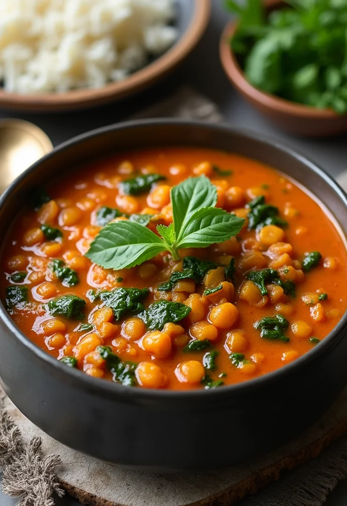 12 Winter Vegan Recipes for Cozy Plant-Based Meals 111 12 Winter Vegan Recipes for Cozy Plant-Based Meals - 11. Red Lentil and Spinach Dahl