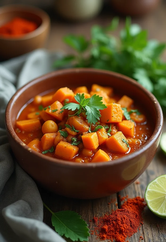 12 Winter Vegan Recipes for Cozy Plant-Based Meals 23 12 Winter Vegan Recipes for Cozy Plant-Based Meals - 3. Spicy Chickpea and Sweet Potato Stew